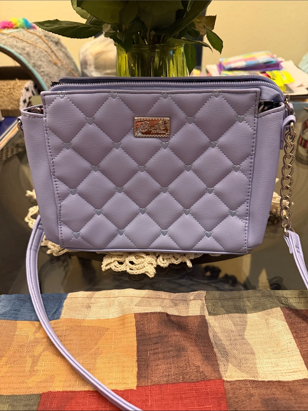 Betsey Johnson Quilted Lavender Crossbody Bag
